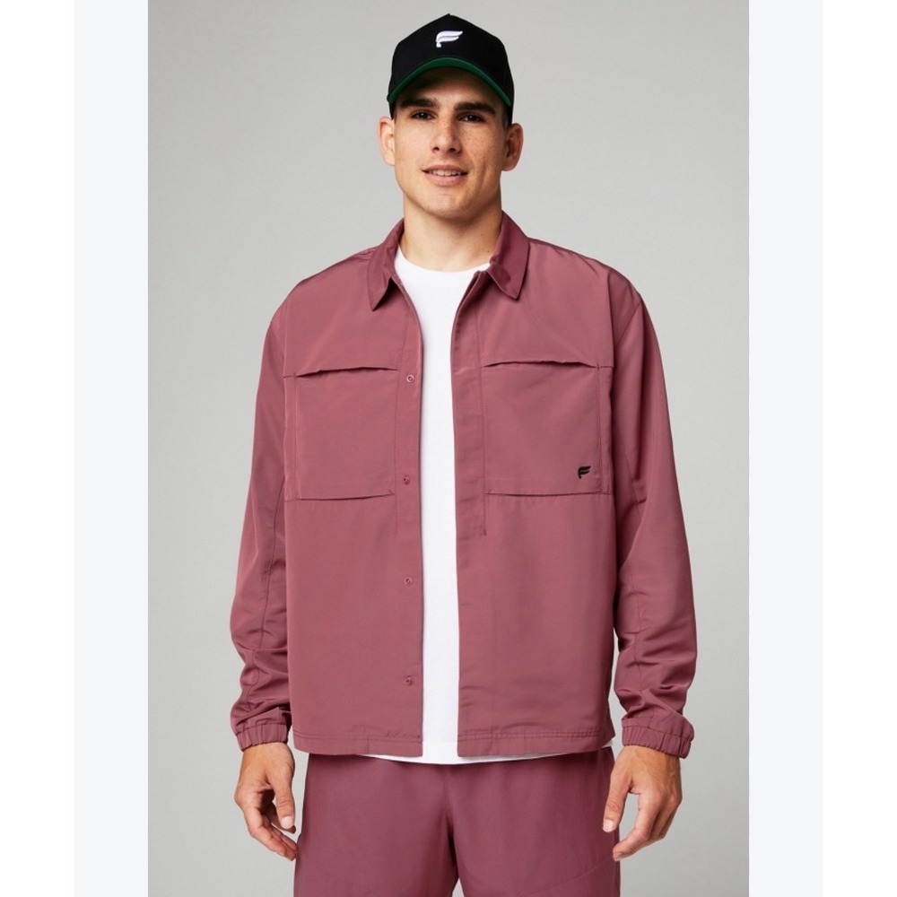 Fabletics Mens XXL Training Jacket Clay Red Snap Front XXL